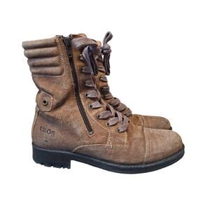 Taos Renegade womens 6.5 brown leather lace combat boot bootie size 37